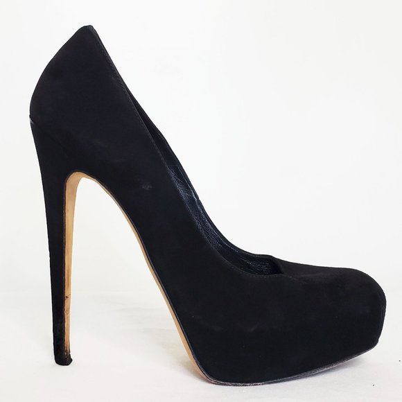 Brain Atwood Womens Black Suede High Heels Pumps Platforms 38/ US 7 - Picture 1 of 9